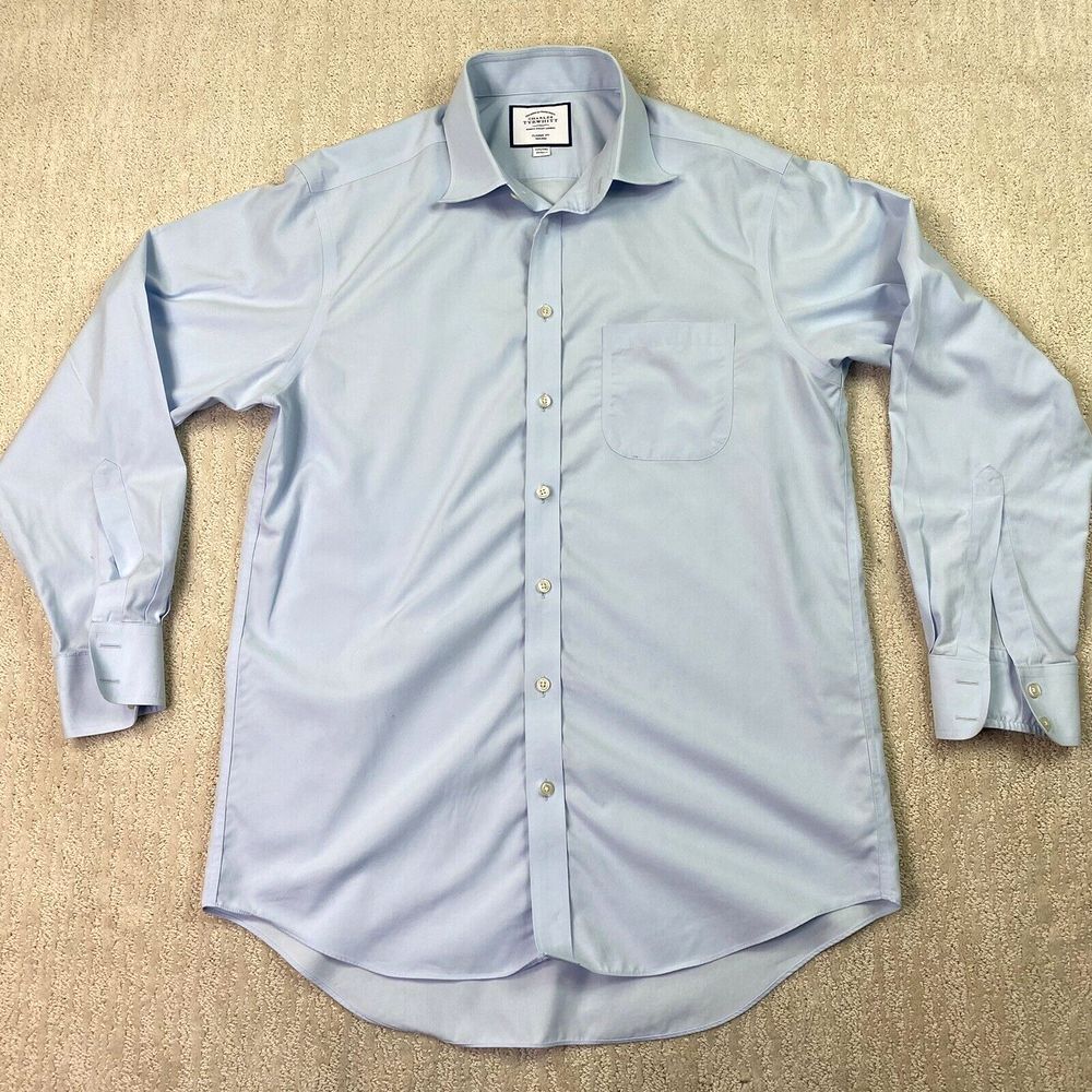 Charles Tyrwhitt Button Down Shirt Men's Blue‎ Classic Fit Size 15.5/34
